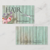 Carte De Visite ciseaux de bois de menthe fleurie à l'aquarelle bo (Devant / Derrière)