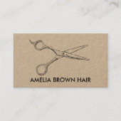 Carte De Visite Ciseaux de coiffeur Chic Dessin Barbier SUR MESURE (Devant)
