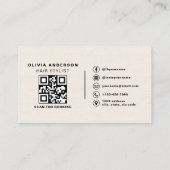 Carte De Visite Ciseaux de coiffeur Code QR Lin (Dos)