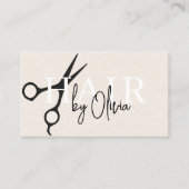 Carte De Visite Ciseaux de coiffeur Code QR Lin (Devant)