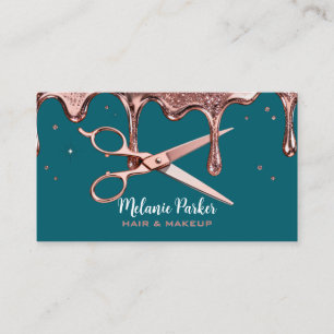 Carte De Visite Ciseaux de coiffeur Coiffeuse Gouttes de rose