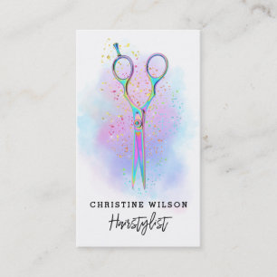 Carte De Visite ciseaux de coiffeur colorés