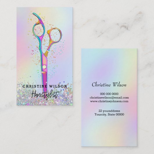 Carte De Visite ciseaux de coiffeur design (Devant / Derrière)