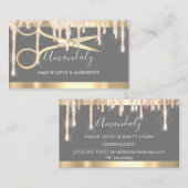 Carte De Visite Ciseaux de coiffeur maquillage Gris Gold Drives (Devant / Derrière)