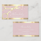 Carte De Visite Ciseaux de coiffeur moderne Gold Rose Blush (Devant / Derrière)
