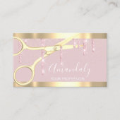 Carte De Visite Ciseaux de coiffeur moderne Gold Rose Blush (Devant)