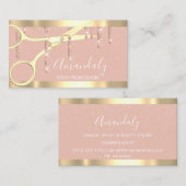 Carte De Visite Ciseaux de coiffeur moderne Rose or Blush (Devant / Derrière)