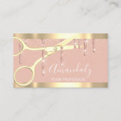 Carte De Visite Ciseaux de coiffeur moderne Rose or Blush (Devant)