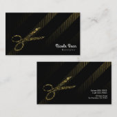 Carte De Visite Ciseaux de coiffeur Or & Noir (Devant / Derrière)