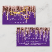 Carte De Visite Ciseaux de coiffeur professionnel Gold Purple (Devant / Derrière)