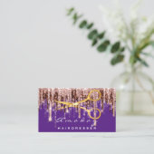 Carte De Visite Ciseaux de coiffeur professionnel Gold Purple (Debout devant)