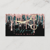 Carte De Visite Ciseaux de coiffeur professionnel Rose Black Gold (Devant)