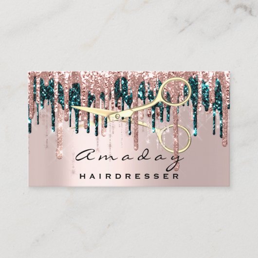 Carte De Visite Ciseaux de coiffeur professionnel Rose Drift Gold (Devant)