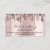 Carte De Visite Ciseaux de coiffeur professionnel Rose Turquoise G (Dos)