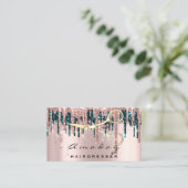 Carte De Visite Ciseaux de coiffeur professionnel Rose Turquoise G (Debout devant)