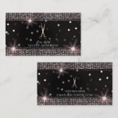 Carte De Visite Ciseaux de coiffeur Rose Gold Salon séquence rose (Devant / Derrière)