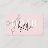 Carte De Visite Ciseaux de coiffeur Rose poudré Code QR (Devant)