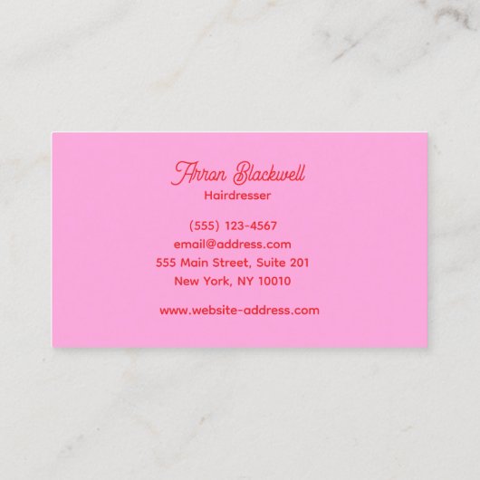 Carte De Visite Ciseaux de coiffeur rouge rétro Script (Dos)