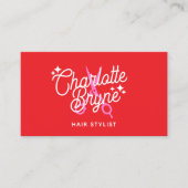 Carte De Visite Ciseaux de coiffeur rouge rétro Script (Devant)