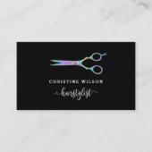 Carte De Visite ciseaux de coiffeur sur noir (Devant)