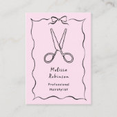 Carte De Visite Ciseaux de coiffeuse Rose Fille & Code QR Coquette (Devant)