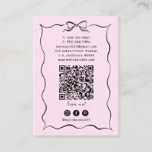 Carte De Visite Ciseaux de coiffeuse Rose Fille & Code QR Coquette (Dos)