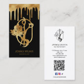 Carte De Visite Ciseaux de coiffure Elegant Or Drives (Devant / Derrière)