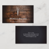 Carte De Visite Ciseaux de coiffure et bois sous licence (Devant / Derrière)