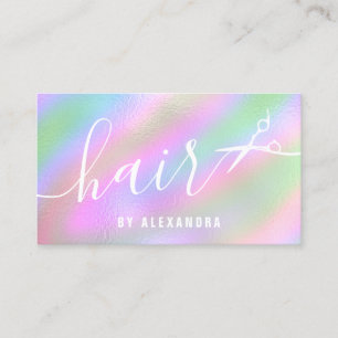 Carte De Visite Ciseaux de coiffure holographique moderne