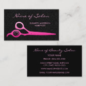 Carte De Visite Ciseaux de coiffure rose léopard noir (Devant / Derrière)