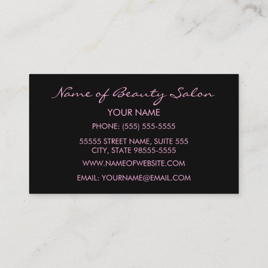 Carte De Visite Ciseaux de coiffure rose léopard noir (Dos)