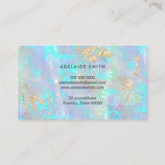 Carte De Visite ciseaux de coiffure sur FAUX iridescente opal (Dos)