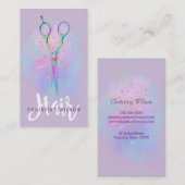 Carte De Visite ciseaux de coiffure sur lavande lilas (Devant / Derrière)