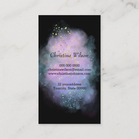 Carte De Visite ciseaux de coiffure sur nuage violet (Dos)