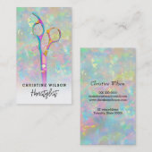 Carte De Visite ciseaux de coiffure sur pierre opale (Devant / Derrière)