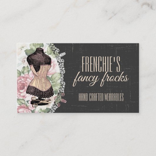 Carte De Visite Ciseaux de corset chic Shabby couturant des coutur (Devant)