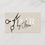 Carte De Visite Ciseaux de lin modernes Code QR Coiffeur (Devant)