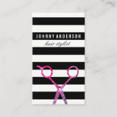 Carte De Visite Ciseaux de Motif à bande chic / Variation (Devant)