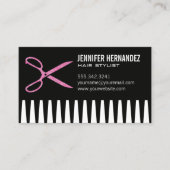 Carte De Visite Ciseaux de parties scintillant Salon | Comb (Devant)