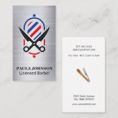 Carte De Visite Ciseaux de pôle de magasin de coiffure (Devant / Derrière)