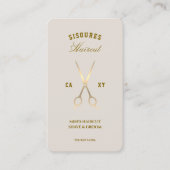 Carte De Visite Ciseaux de Sable de Barbier Minimal Barbershop (Devant)