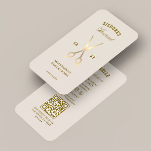 Carte De Visite Ciseaux de Sable de Barbier Minimal Barbershop
