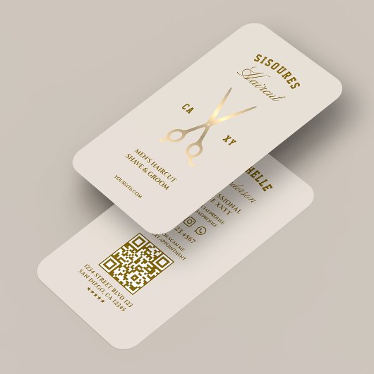 Carte De Visite Ciseaux de Sable de Barbier Minimal Barbershop