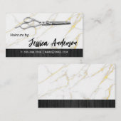 Carte De Visite Ciseaux de salon | Bois de marbre (Devant / Derrière)