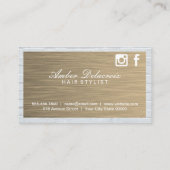 Carte De Visite Ciseaux de salon | Brique métal or | Code QR (Dos)