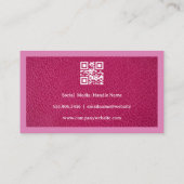 Carte De Visite Ciseaux de salon | Cuir rose | QR (Dos)