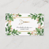 Carte De Visite Ciseaux de salon de coiffeur professionnel Fleurs (Devant)