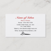 Carte De Visite Ciseaux de salon de coiffure rouge et blanc (Dos)