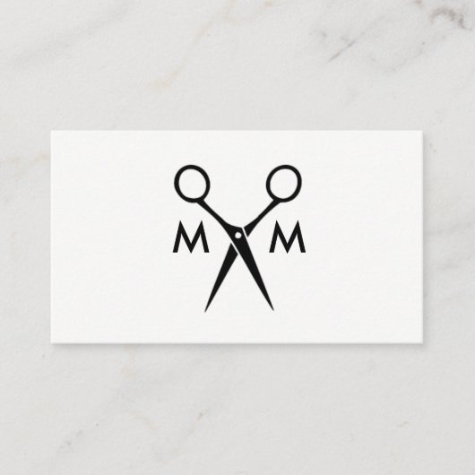 Carte De Visite Ciseaux de Salon Monogramme (Devant)
