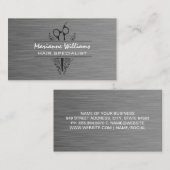 Carte De Visite Ciseaux de salon | Texture métallique (Devant / Derrière)